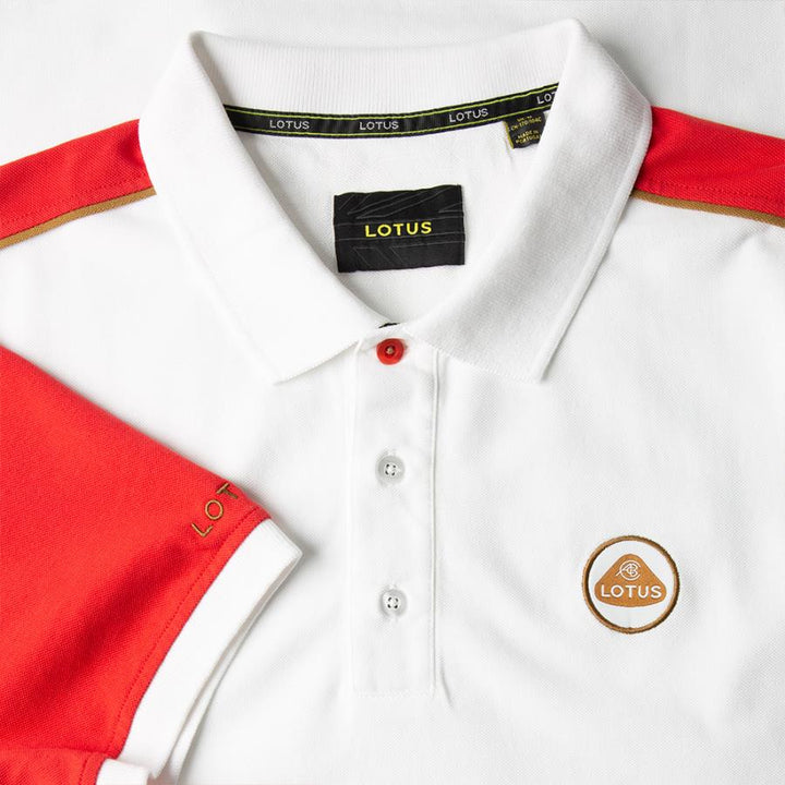 Lotus Mens Speed Polo - White/Red (medium)